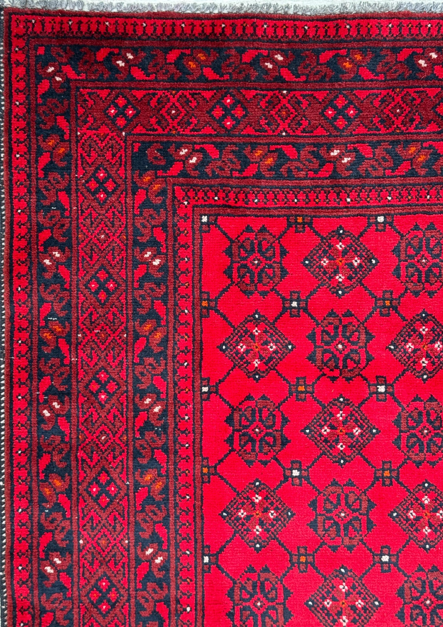 Vintage Afghan Turkmen Rug 6.4x3.3 ft Hand Knotted Wool Basheeri Tribal Area Rug 1990s