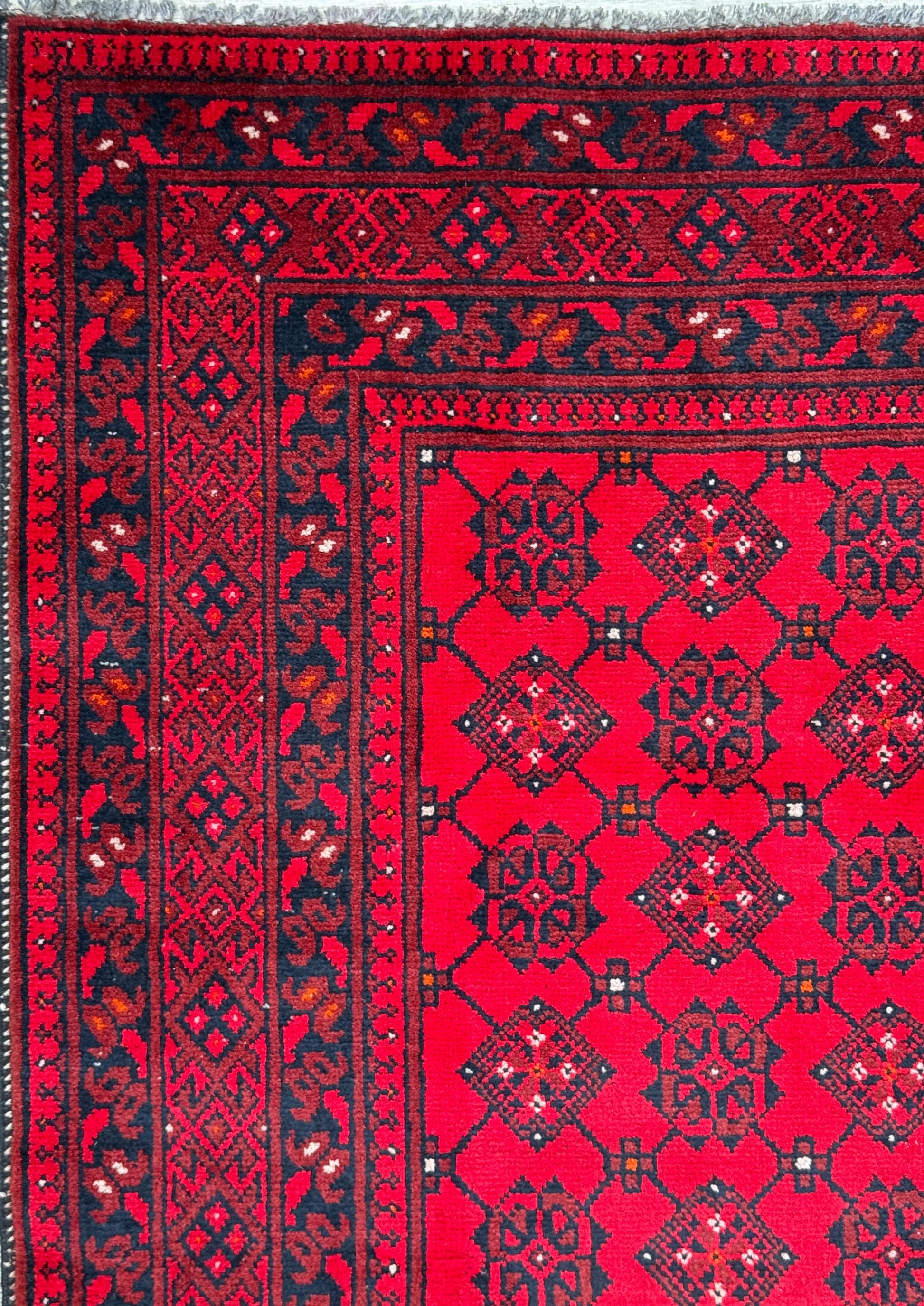 Vintage Afghan Turkmen Rug 6.4x3.3 ft Hand Knotted Wool Basheeri Tribal Area Rug 1990s