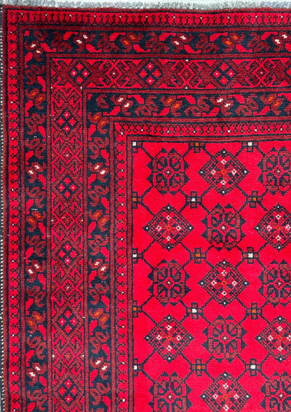 Vintage Afghan Turkmen Rug 6.4x3.3 ft Hand Knotted Wool Basheeri Tribal Area Rug 1990s
