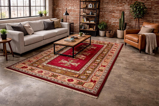 Hand Knotted Wool Kurdi Rug – 7x4 ft Geometric Tribal Area Rug 1990s