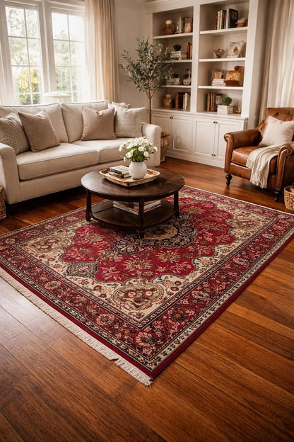 Vintage Hand Knotted Wool Area Rug – 1980s Tribal Geometric Tabriz Design 6.1 × 4.4 ft