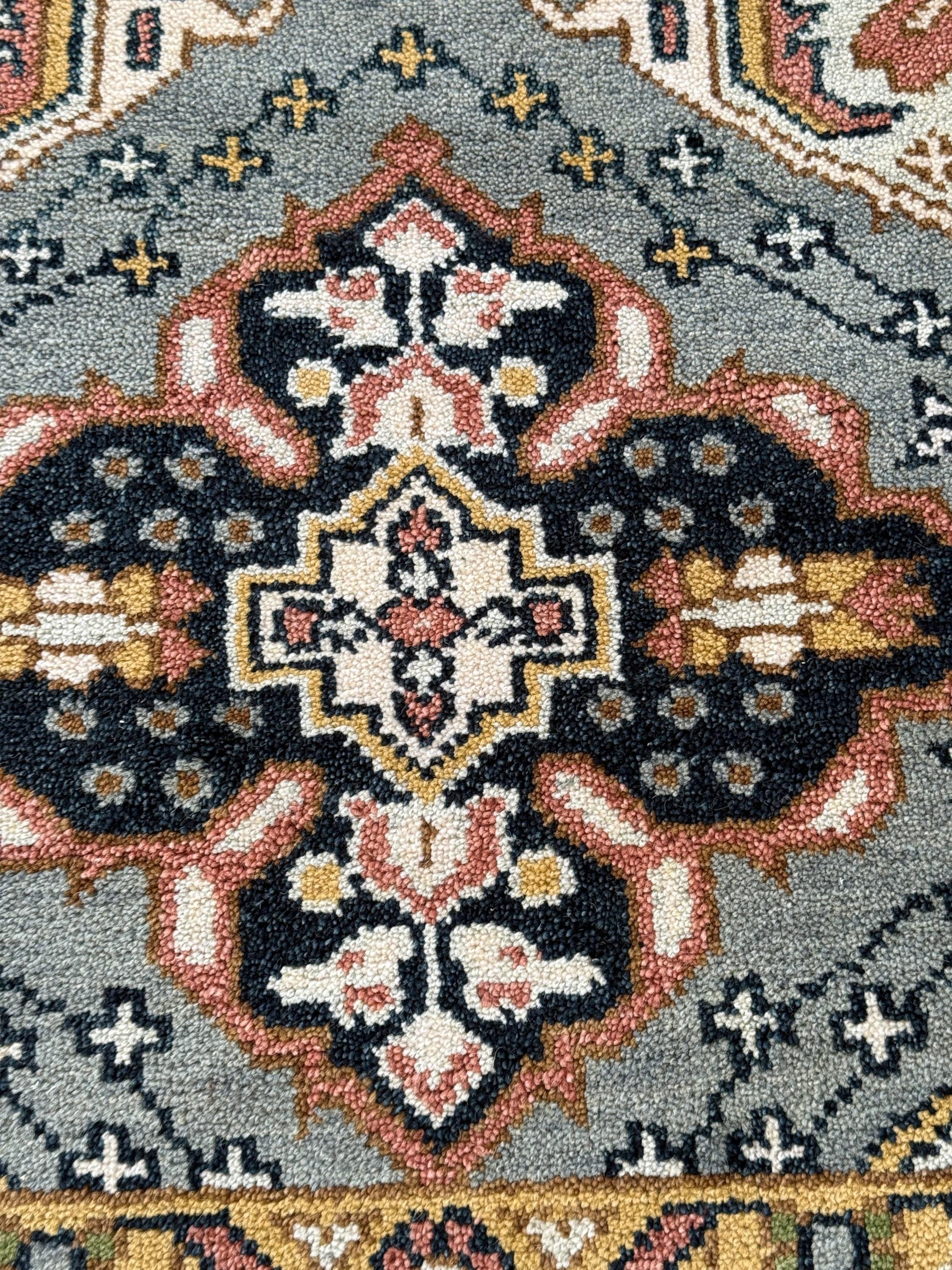 Turkish Oushak Rug 2.6x10.4 ft Handmade Multicolored Wool Runner Modern Bohemian Area Rug