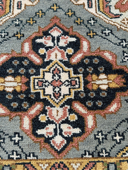 Turkish Oushak Rug 2.6x10.4 ft Handmade Multicolored Wool Runner Modern Bohemian Area Rug