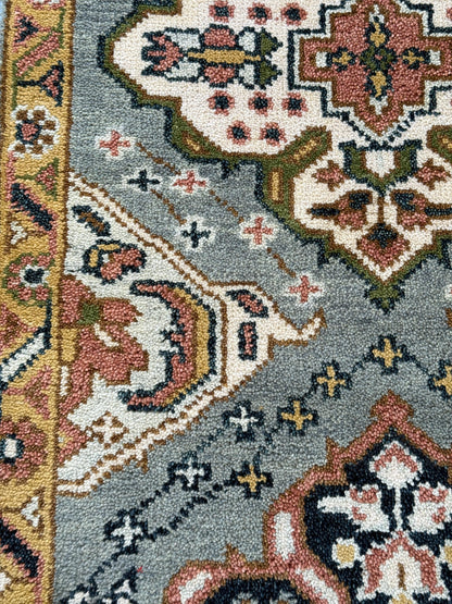 Turkish Oushak Rug 2.6x10.4 ft Handmade Multicolored Wool Runner Modern Bohemian Area Rug