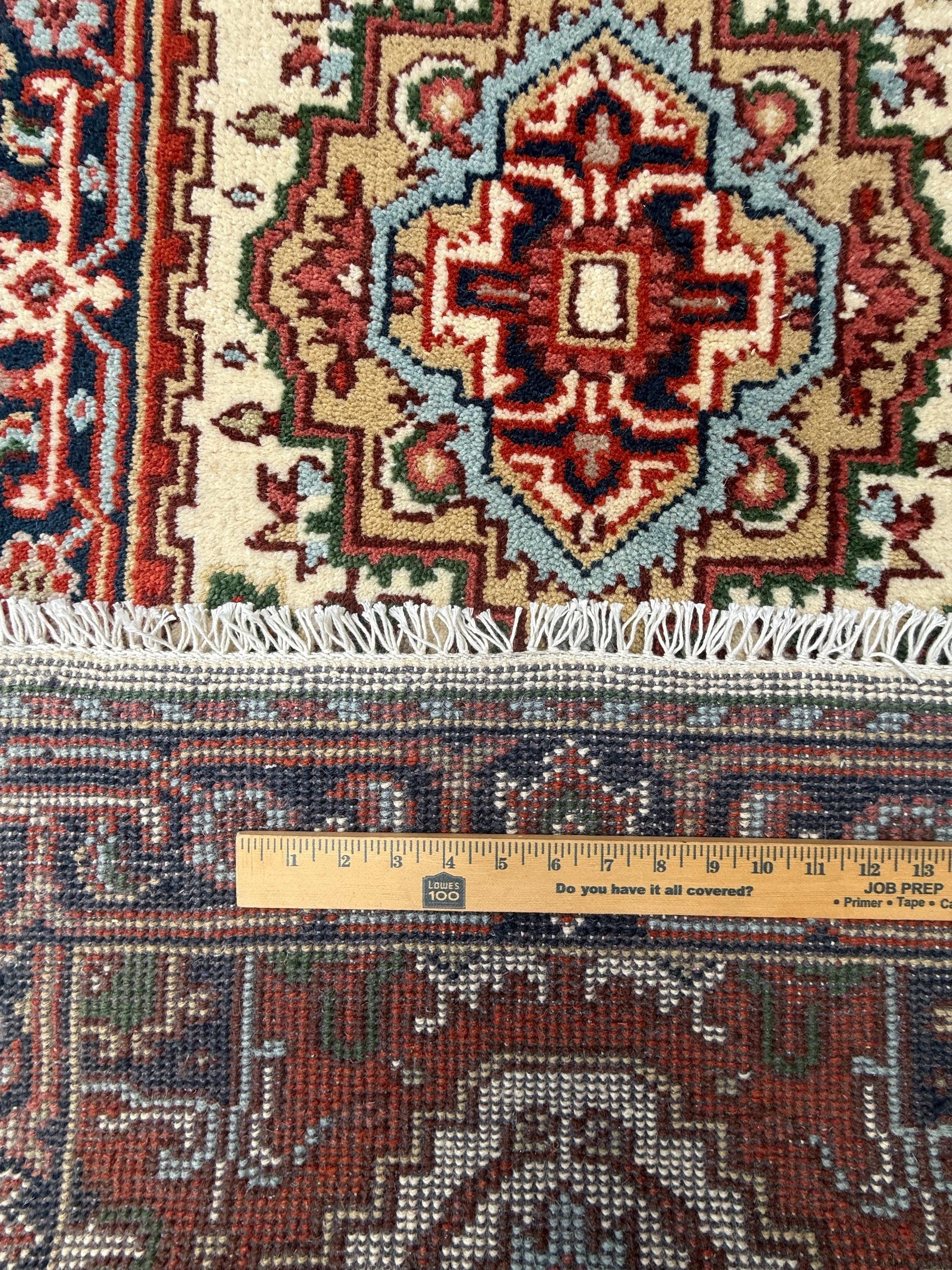 Turkish Heriz Serapi Rug 2.6x6 ft Geometric Wool Area Rug Modern Serapi Color Palette