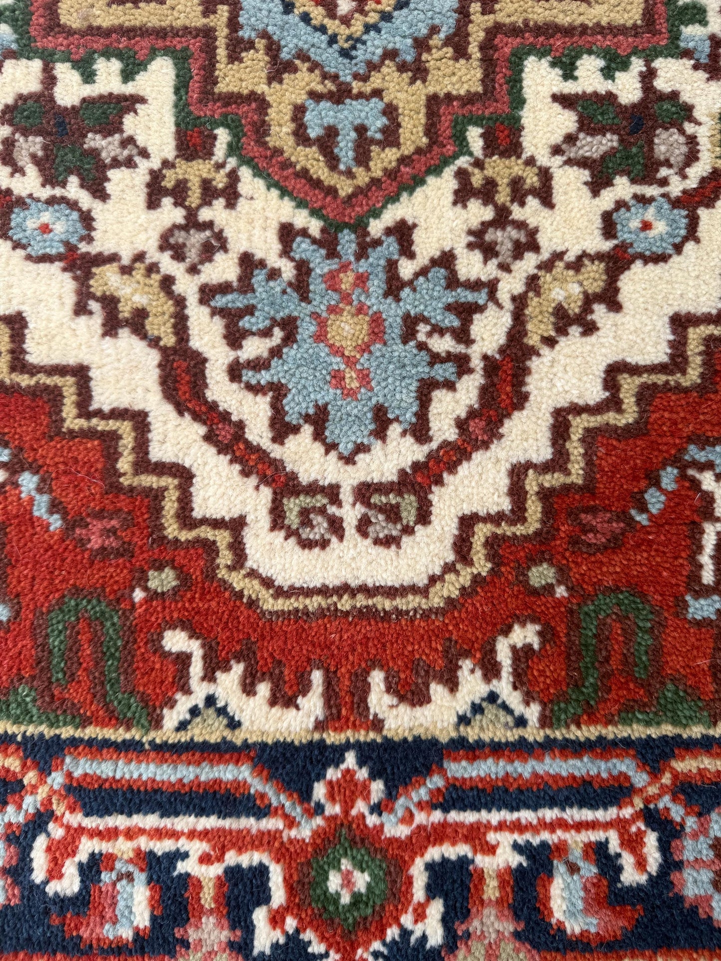 Turkish Heriz Serapi Rug 2.6x6 ft Geometric Wool Area Rug Modern Serapi Color Palette