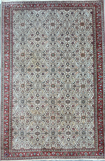 Vintage Hereke Turkish Rug 9x12 ft – Hand Knotted Wool Area Rug – Vegetable Dye Turkish Carpet – 1980s
