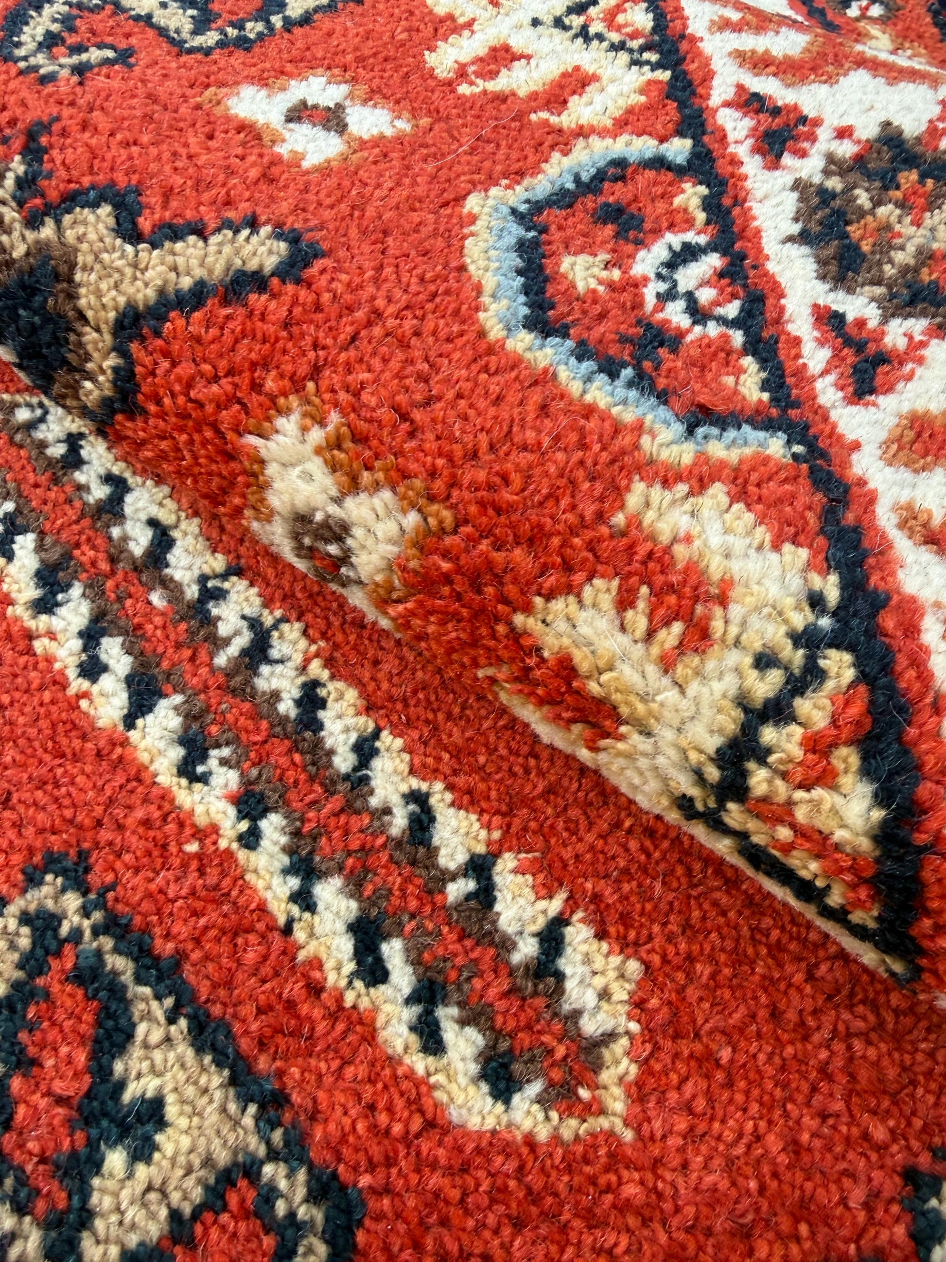 Handmade Wool Oushak Rug – Geometric Bohemian Area Carpet 3.2x5 ft
