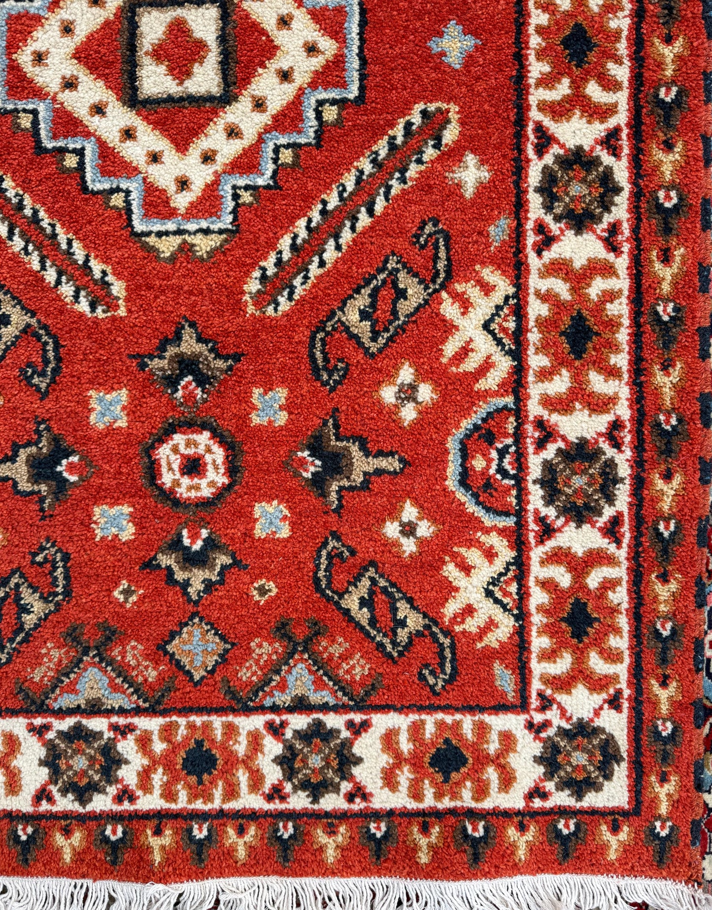 Handmade Wool Oushak Rug – Geometric Bohemian Area Carpet 3.2x5 ft