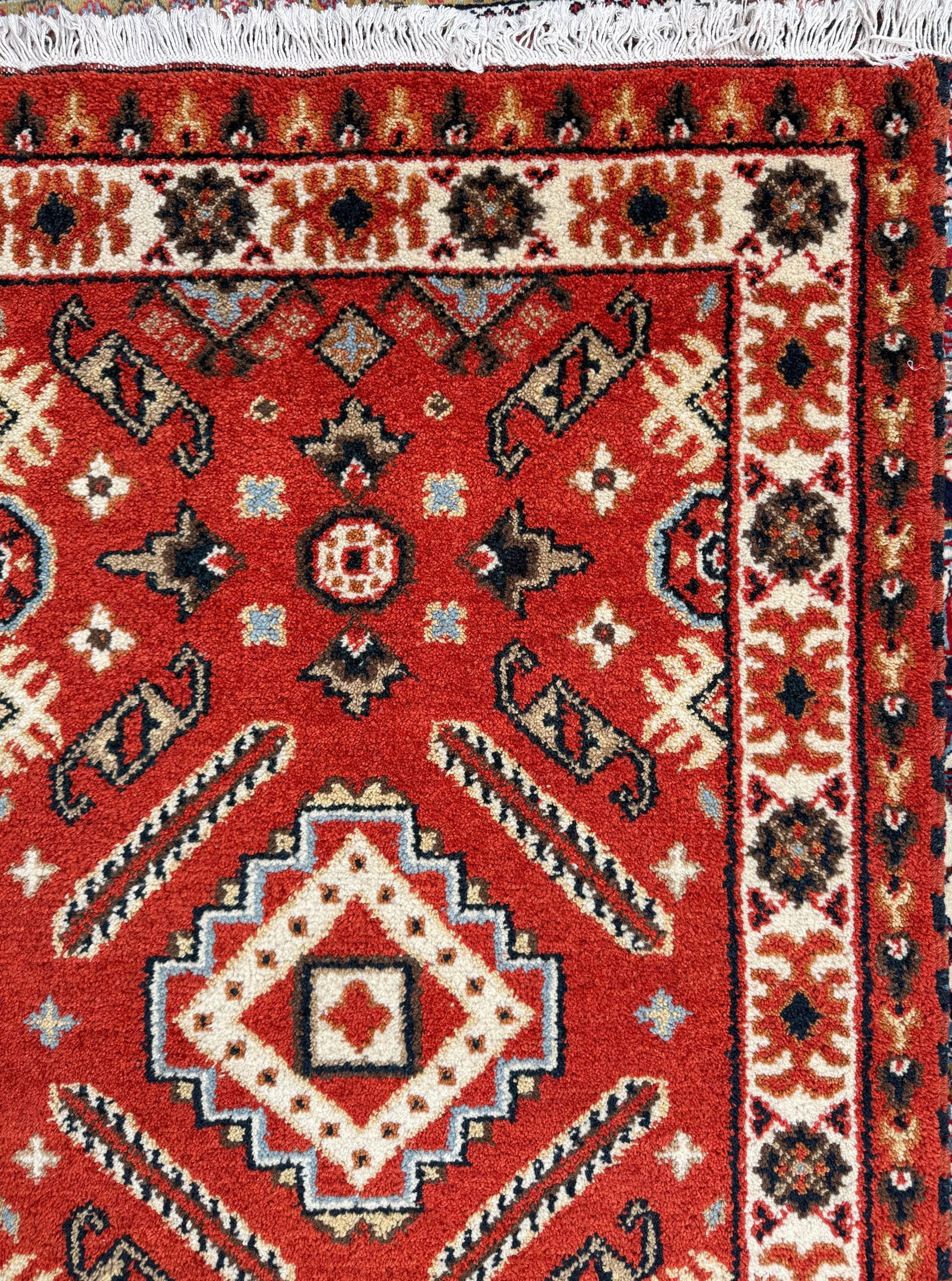 Handmade Wool Oushak Rug – Geometric Bohemian Area Carpet 3.2x5 ft