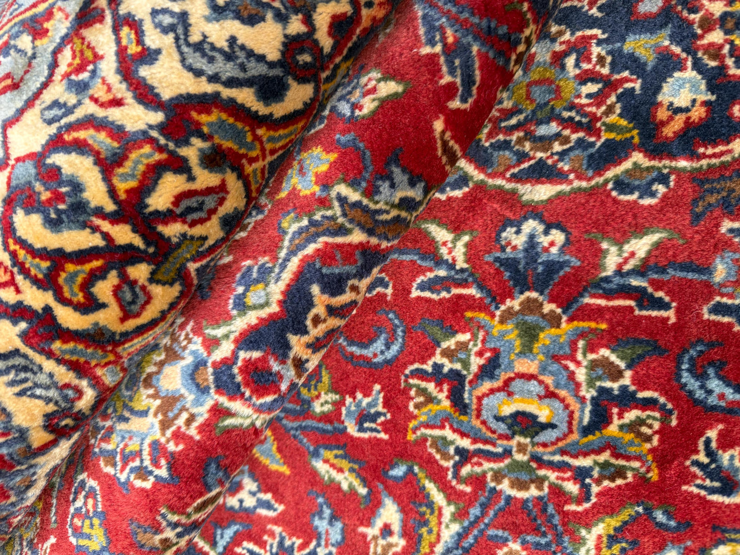 Vintage Hand-Knotted Wool Rug – Geometric Anatolian Village Design, 1990s