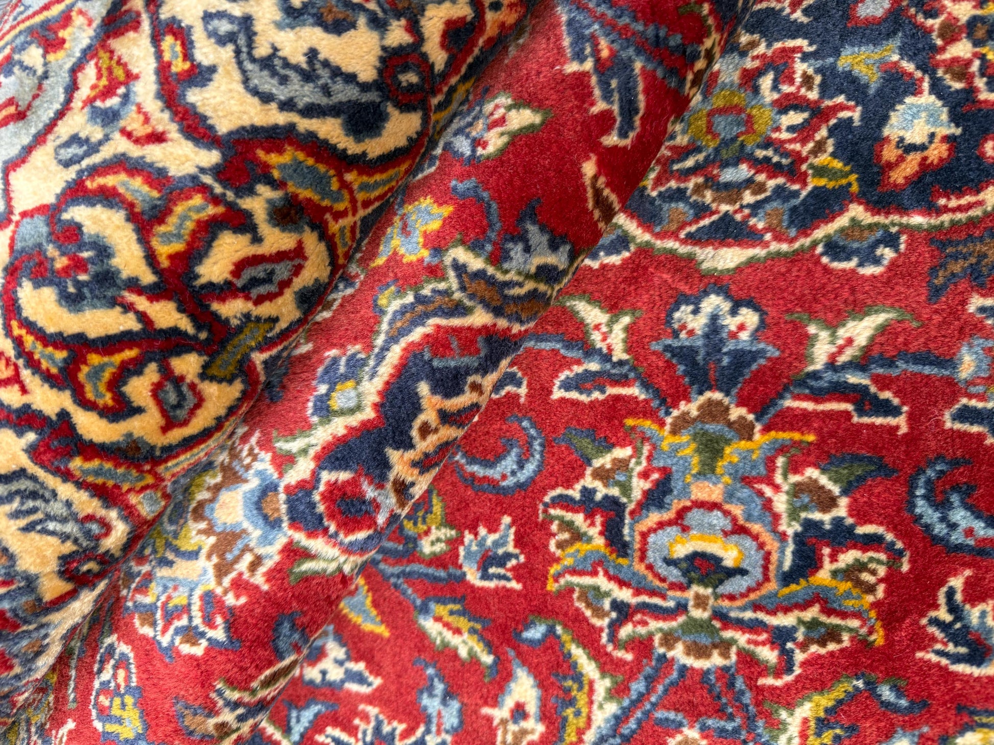 Vintage Hand-Knotted Wool Rug – Geometric Anatolian Village Design, 1990s