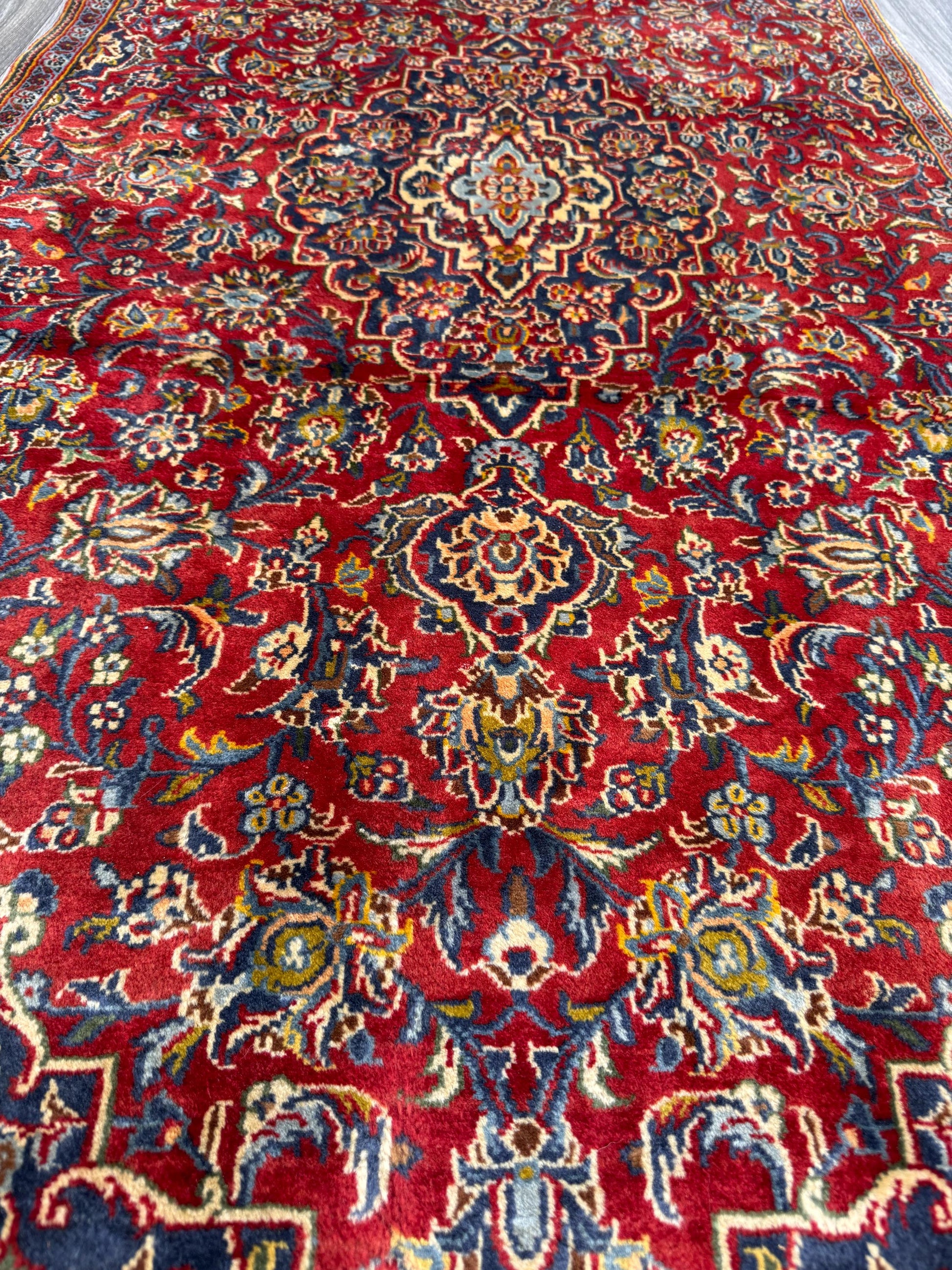 Vintage Hand-Knotted Wool Rug – Geometric Anatolian Village Design, 1990s