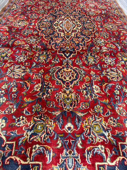 Vintage Hand-Knotted Wool Rug – Geometric Anatolian Village Design, 1990s