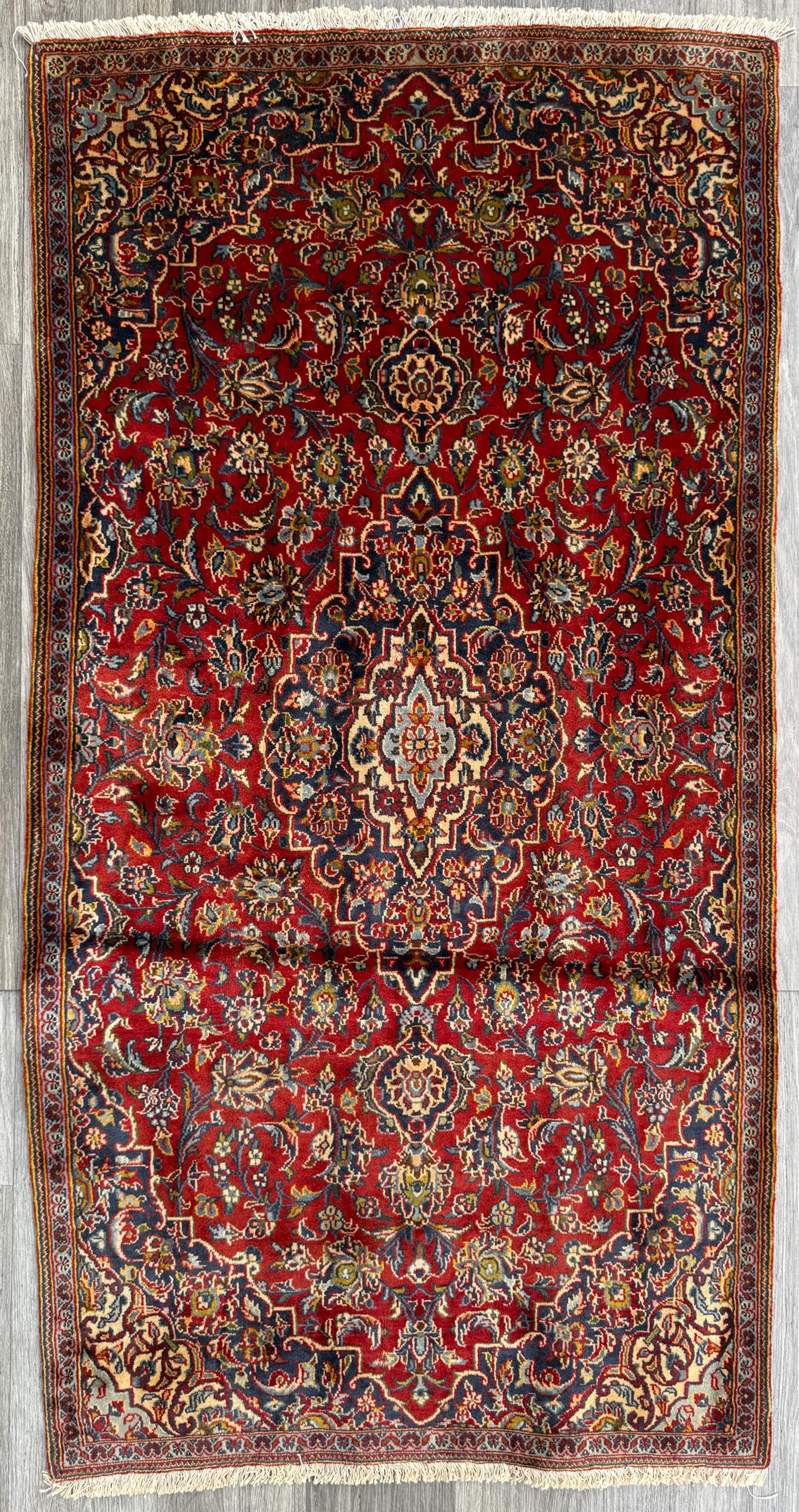 Vintage Hand-Knotted Wool Rug – Geometric Anatolian Village Design, 1990s