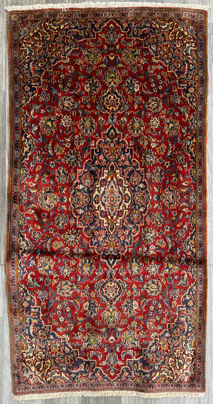 Vintage Hand-Knotted Wool Rug – Geometric Anatolian Village Design, 1990s