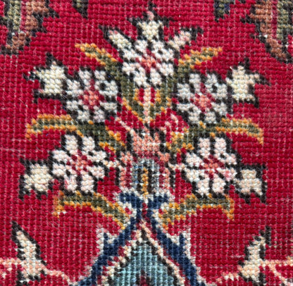 Vintage Hand Knotted Wool Area Rug – 1980s Tribal Geometric Tabriz Design 6.1 × 4.4 ft