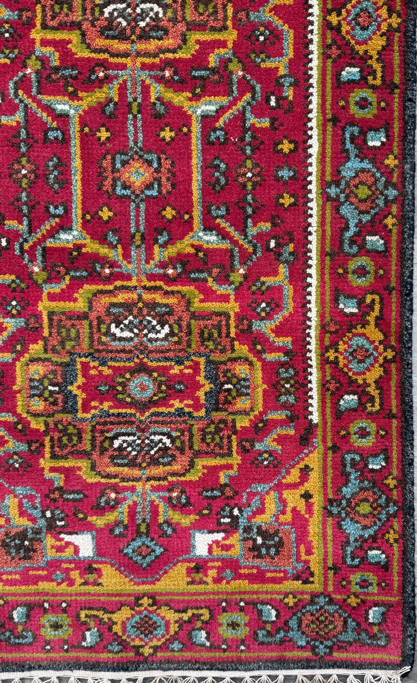 Turkish Oushak Rug 2.6x10 ft Wool Runner – Multicolored Geometric Bohemian Rug – Handmade Contemporary Design