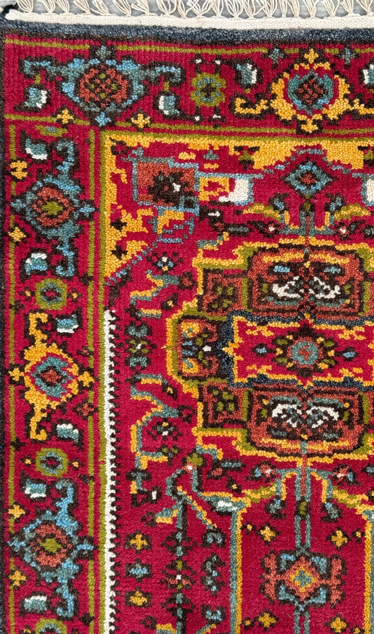 Turkish Oushak Rug 2.6x10 ft Wool Runner – Multicolored Geometric Bohemian Rug – Handmade Contemporary Design