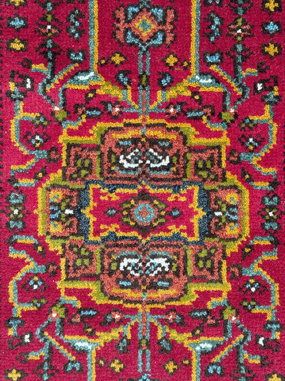 Turkish Oushak Rug 2.6x10 ft Wool Runner – Multicolored Geometric Bohemian Rug – Handmade Contemporary Design