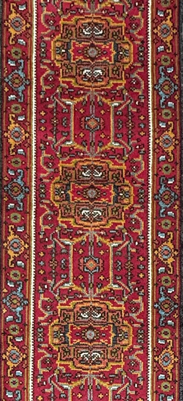 Turkish Oushak Rug 2.6x10 ft Wool Runner – Multicolored Geometric Bohemian Rug – Handmade Contemporary Design