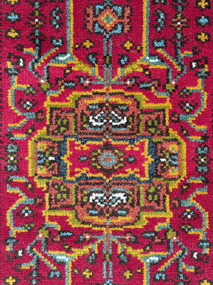 Turkish Oushak Rug 2.6x10 ft Wool Runner – Multicolored Geometric Bohemian Rug – Handmade Contemporary Design