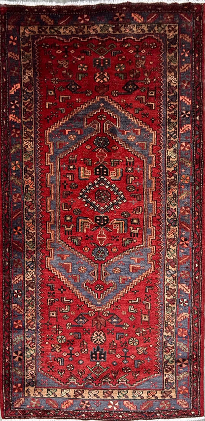 Vintage Hand-Knotted Wool Rug – Geometric Anatolian Village Design 3.9x7 ft
