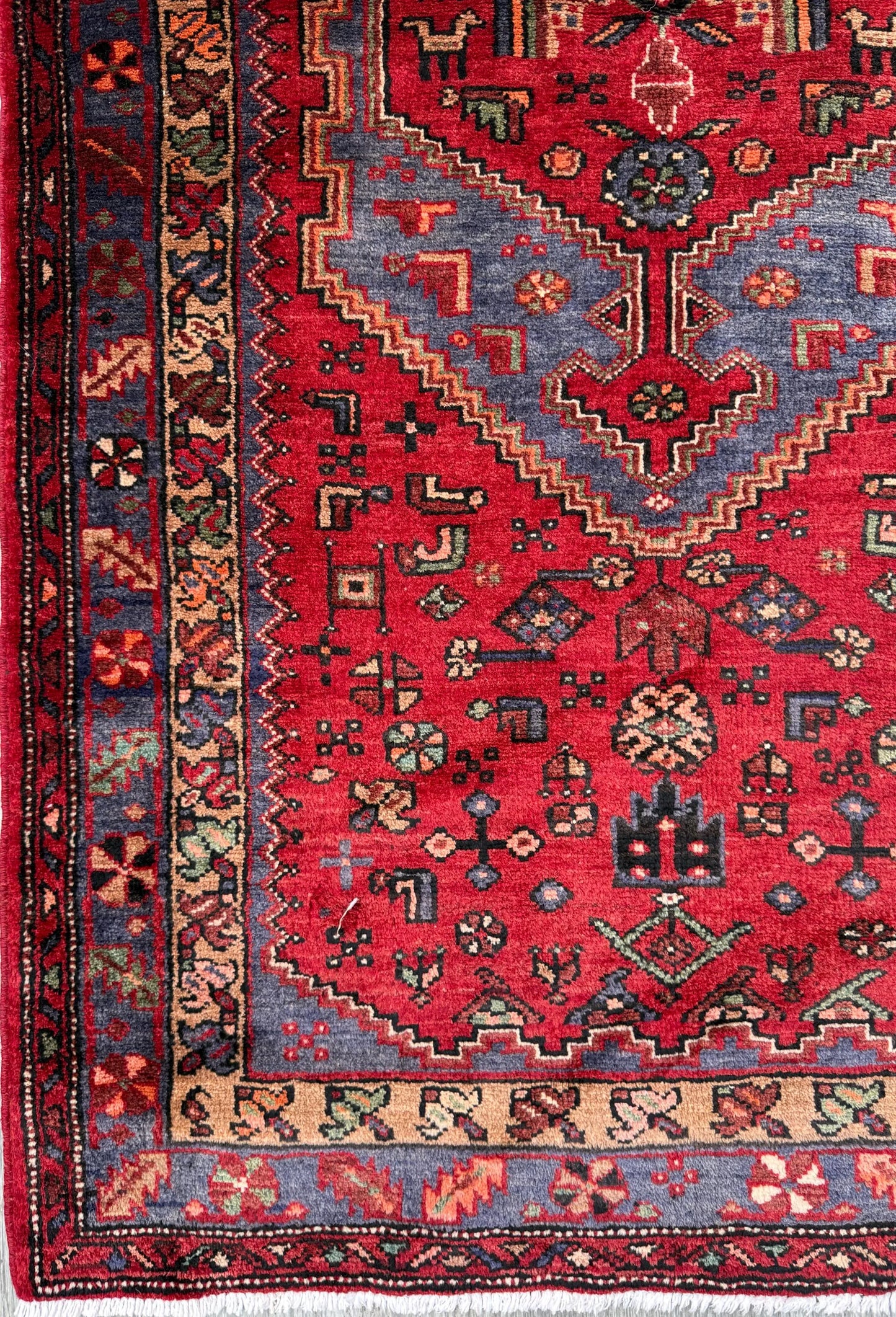 Vintage Hand-Knotted Wool Rug – Geometric Anatolian Village Design 3.9x7 ft