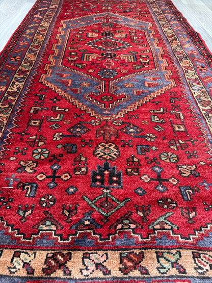 Vintage Hand-Knotted Wool Rug – Geometric Anatolian Village Design 3.9x7 ft