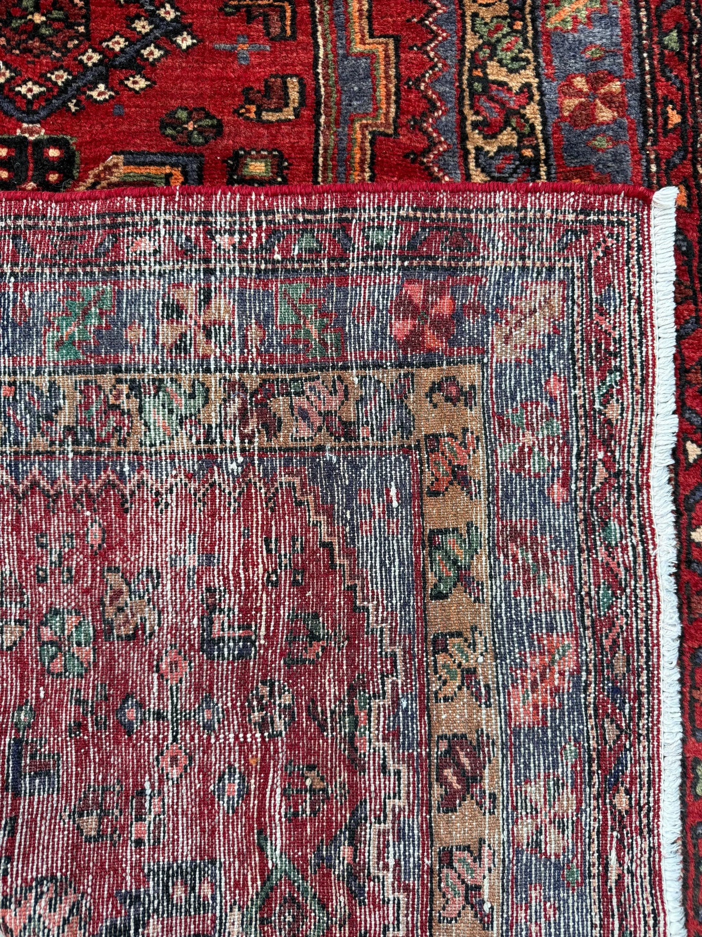 Vintage Hand-Knotted Wool Rug – Geometric Anatolian Village Design 3.9x7 ft