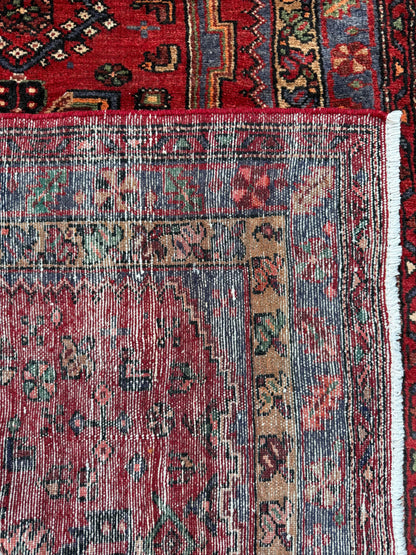 Vintage Hand-Knotted Wool Rug – Geometric Anatolian Village Design 3.9x7 ft