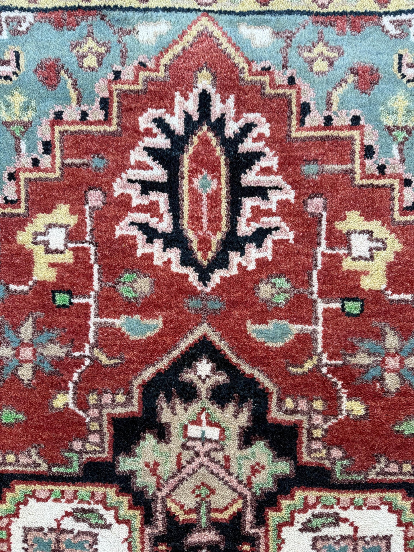 Handmade Wool Oushak Rug – Multicolored Geometric Bohemian Area Rug 5x8 ft