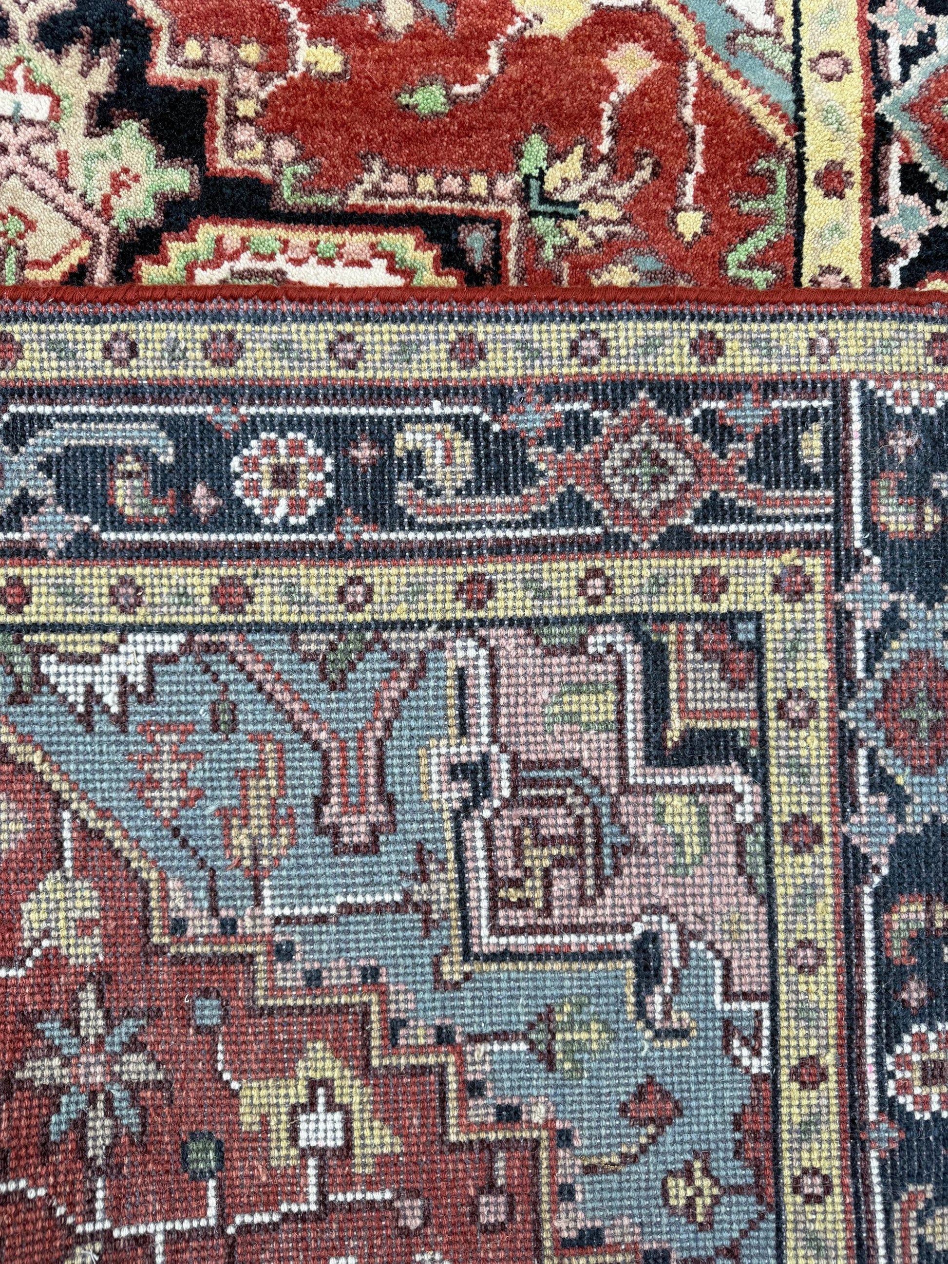 Handmade Wool Oushak Rug – Multicolored Geometric Bohemian Area Rug 5x8 ft