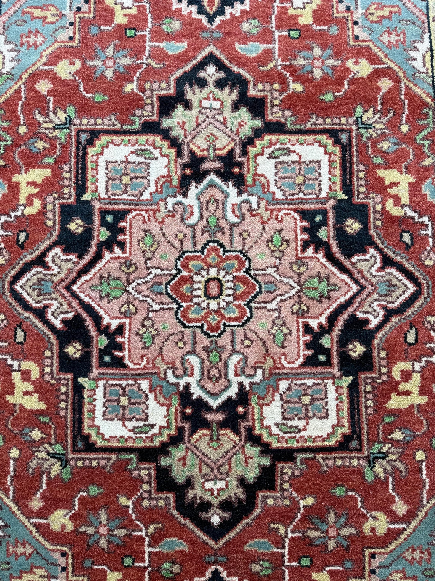 Handmade Wool Oushak Rug – Multicolored Geometric Bohemian Area Rug 5x8 ft