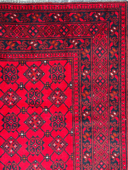 Vintage Afghan Turkmen Rug 6.4x3.3 ft Hand Knotted Wool Basheeri Tribal Area Rug 1990s