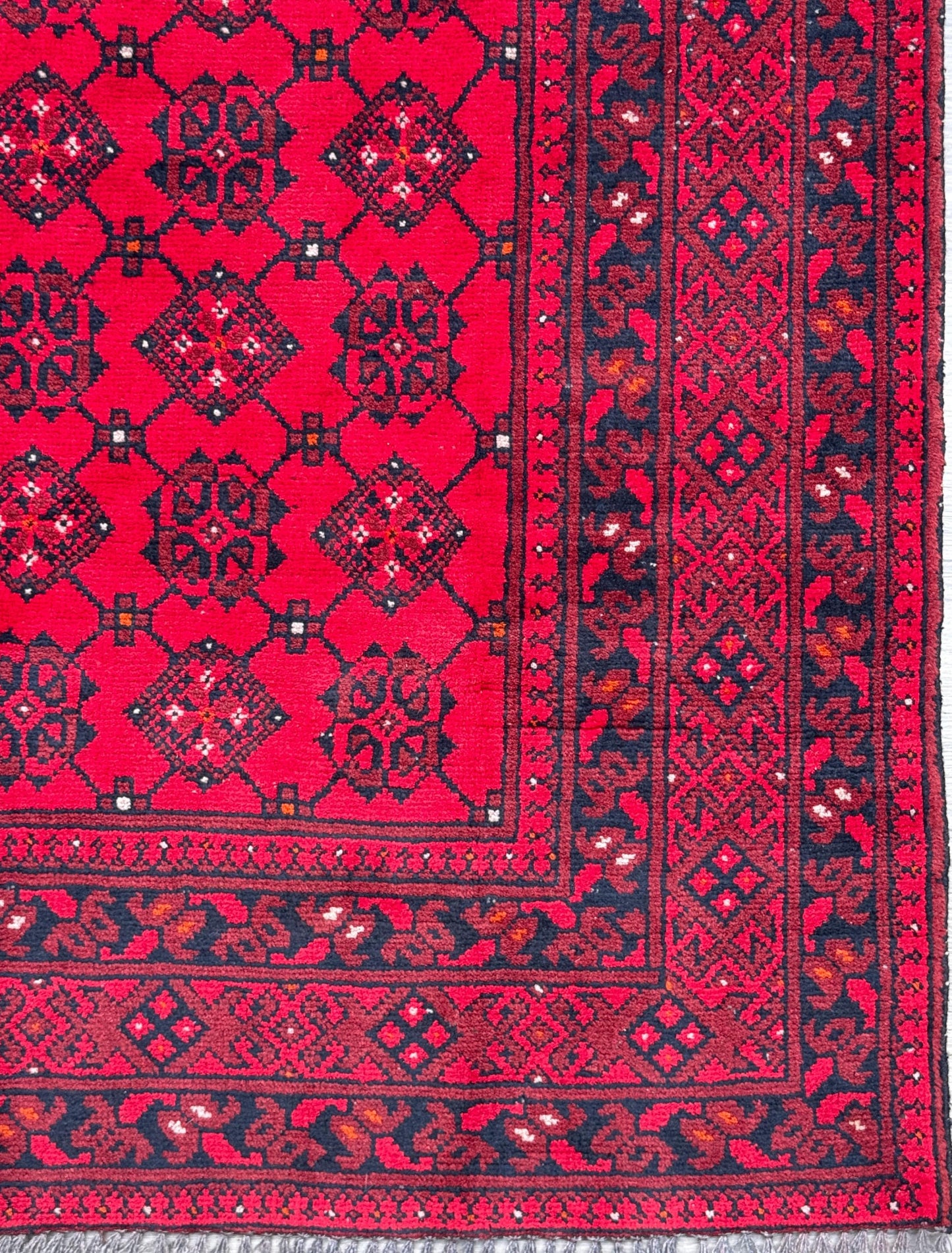Vintage Afghan Turkmen Rug 6.4x3.3 ft Hand Knotted Wool Basheeri Tribal Area Rug 1990s