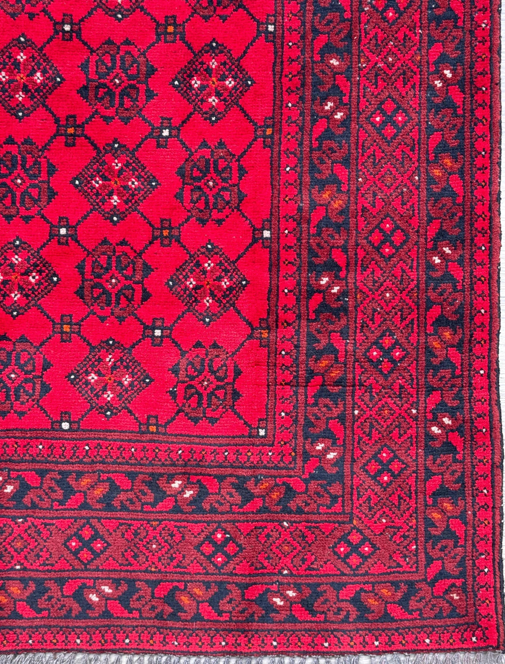 Vintage Afghan Turkmen Rug 6.4x3.3 ft Hand Knotted Wool Basheeri Tribal Area Rug 1990s