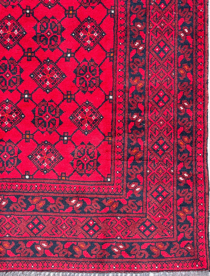 Vintage Afghan Turkmen Rug 6.4x3.3 ft Hand Knotted Wool Basheeri Tribal Area Rug 1990s