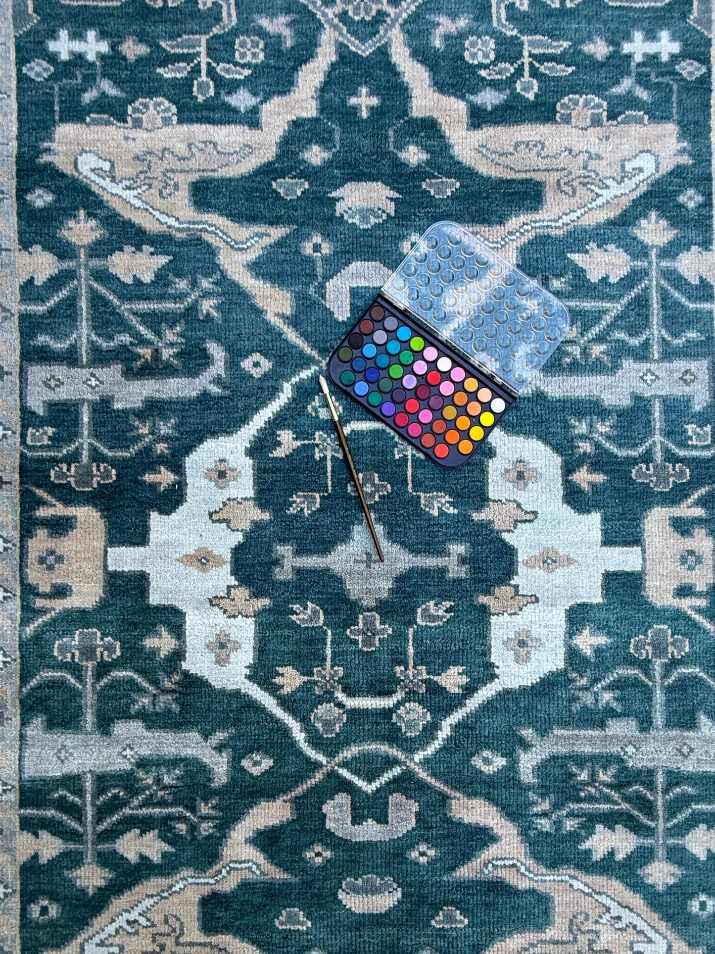 6x9 ft Oushak Hand Knotted Rug: Bohemian Wool Carpet