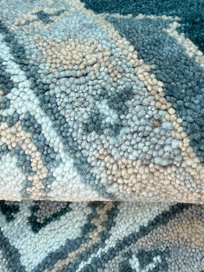 6x9 ft Oushak Hand Knotted Rug: Bohemian Wool Carpet