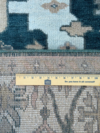 6x9 ft Oushak Hand Knotted Rug: Bohemian Wool Carpet