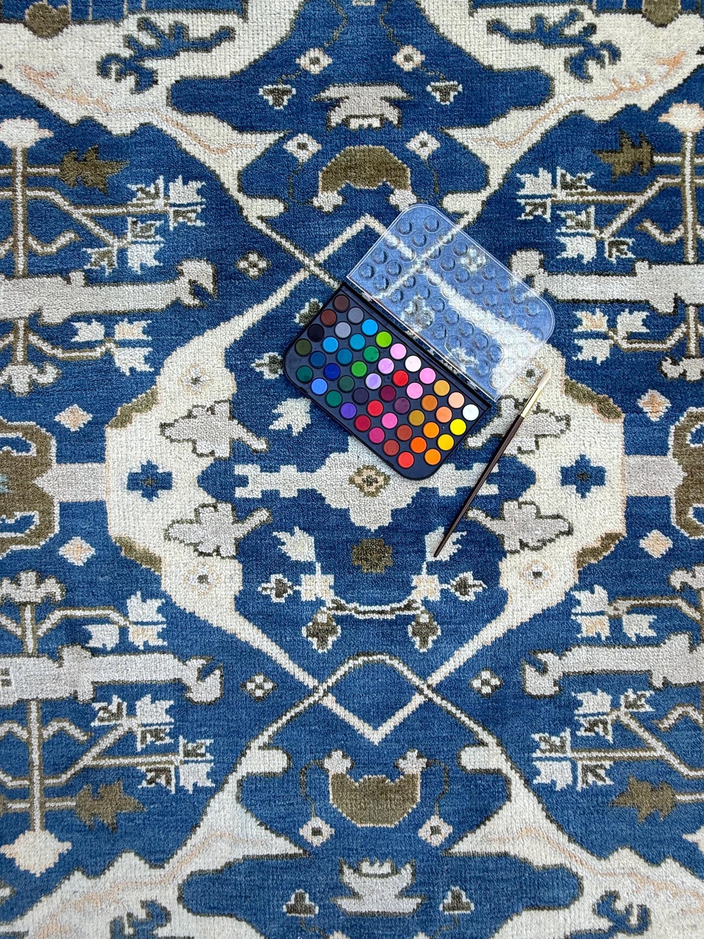 6x9 ft Oushak Hand Knotted Rug: Bohemian Wool Carpet