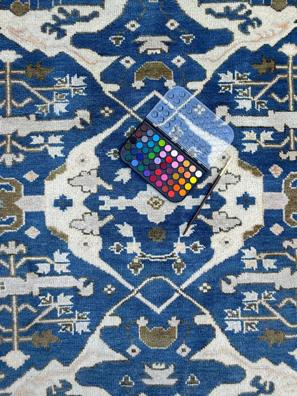 6x9 ft Oushak Hand Knotted Rug: Bohemian Wool Carpet