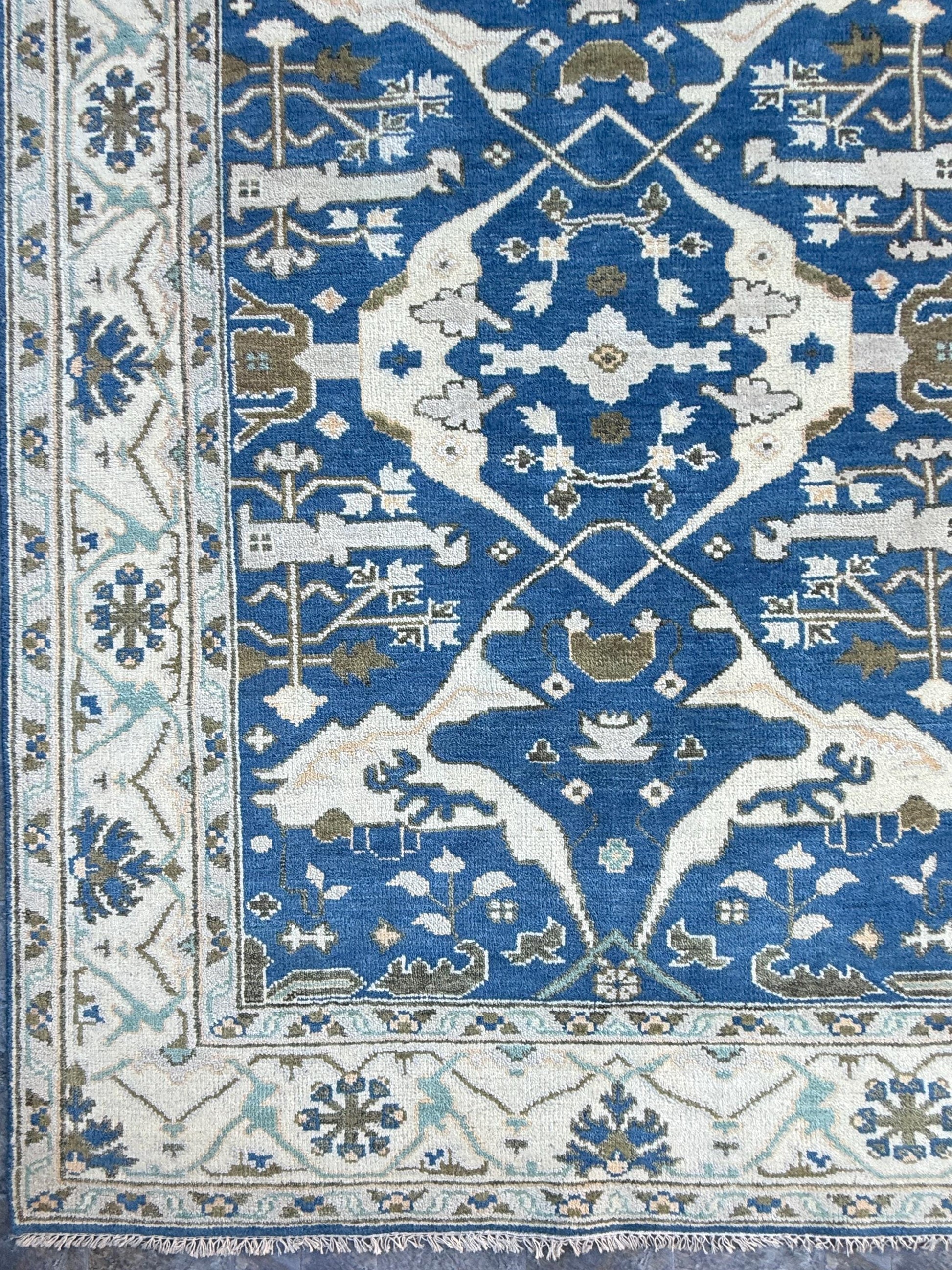 6x9 ft Oushak Hand Knotted Rug: Bohemian Wool Carpet