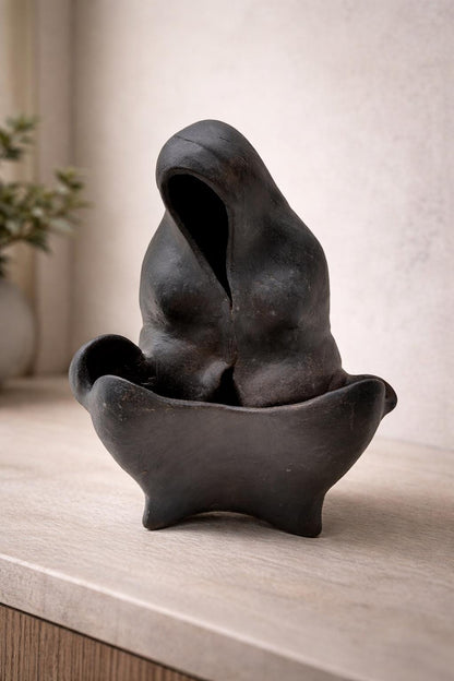 Handmade Clay Mother and Child Sculpture | Abstract Figurine, Vintage Style Home Decor