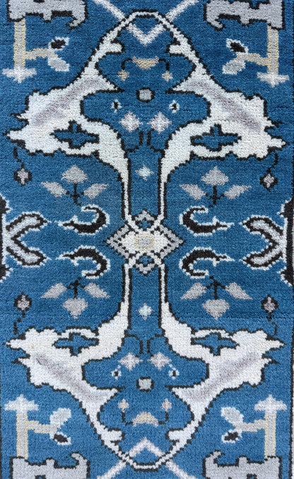 Turkish Oushak Rug 2.7x10 ft Handmade Multicolored Wool Runner Modern Bohemian Area Rug