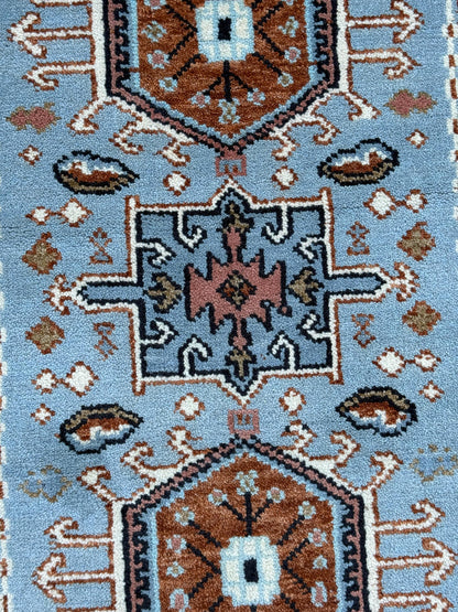 Turkish Oushak Rug 2.6x10 ft Handmade Multicolored Wool Runner Modern Bohemian Area Rug