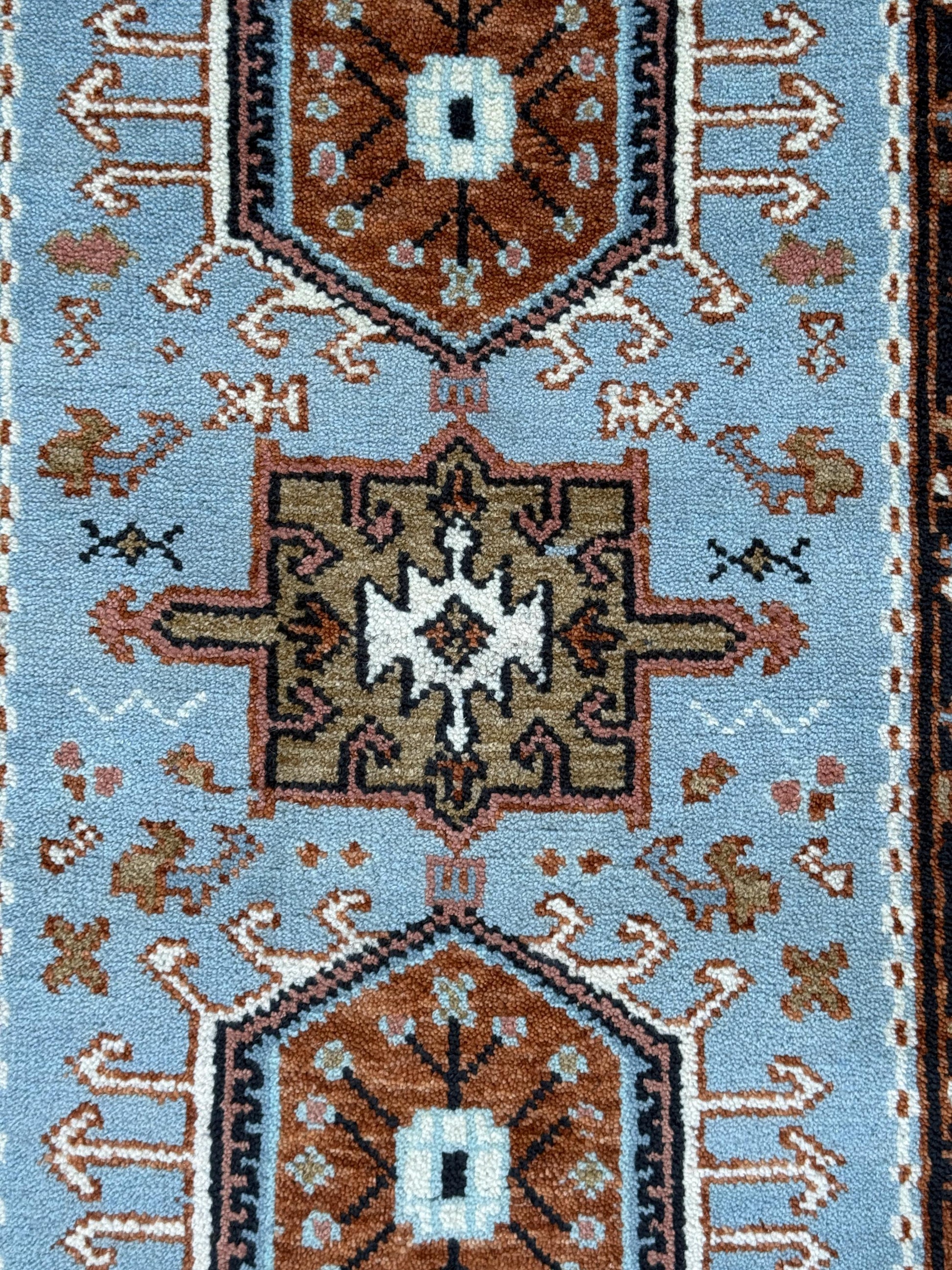 Turkish Oushak Rug 2.6x10 ft Handmade Multicolored Wool Runner Modern Bohemian Area Rug