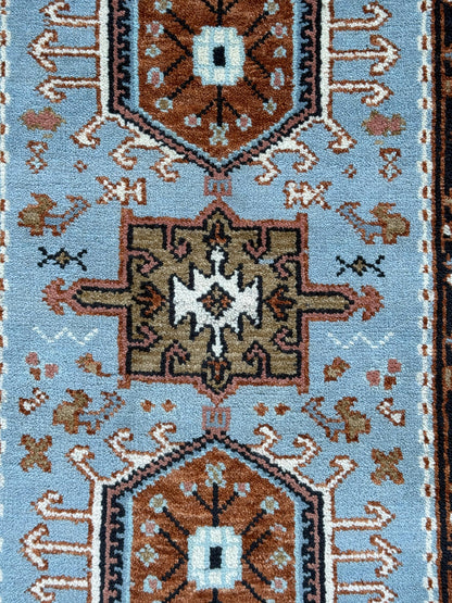 Turkish Oushak Rug 2.6x10 ft Handmade Multicolored Wool Runner Modern Bohemian Area Rug