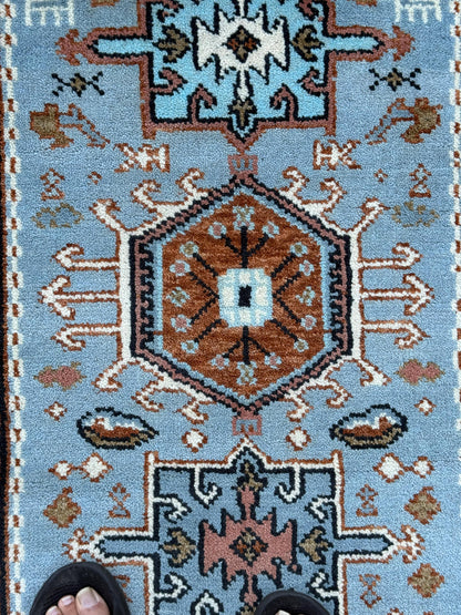 Turkish Oushak Rug 2.6x10 ft Handmade Multicolored Wool Runner Modern Bohemian Area Rug